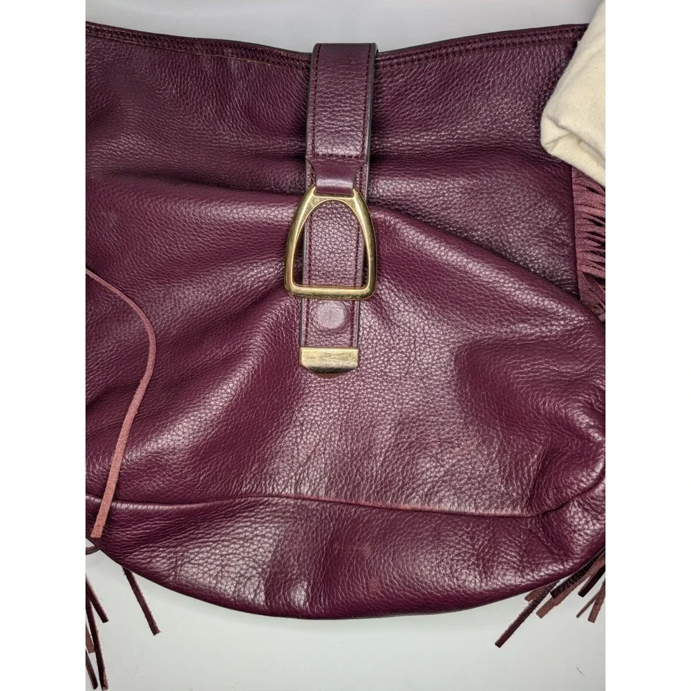 GILI Got It Love It Leather Stirrup Fringe Hobo Bag Oxblood Burgundy w Dust Bag